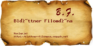 Blüttner Filoména névjegykártya
